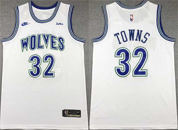 Men%27s Minnesota Timberwolves #32 Karl-Anthony Towns White City Edition Stitched Jersey->new york knicks->NBA Jersey